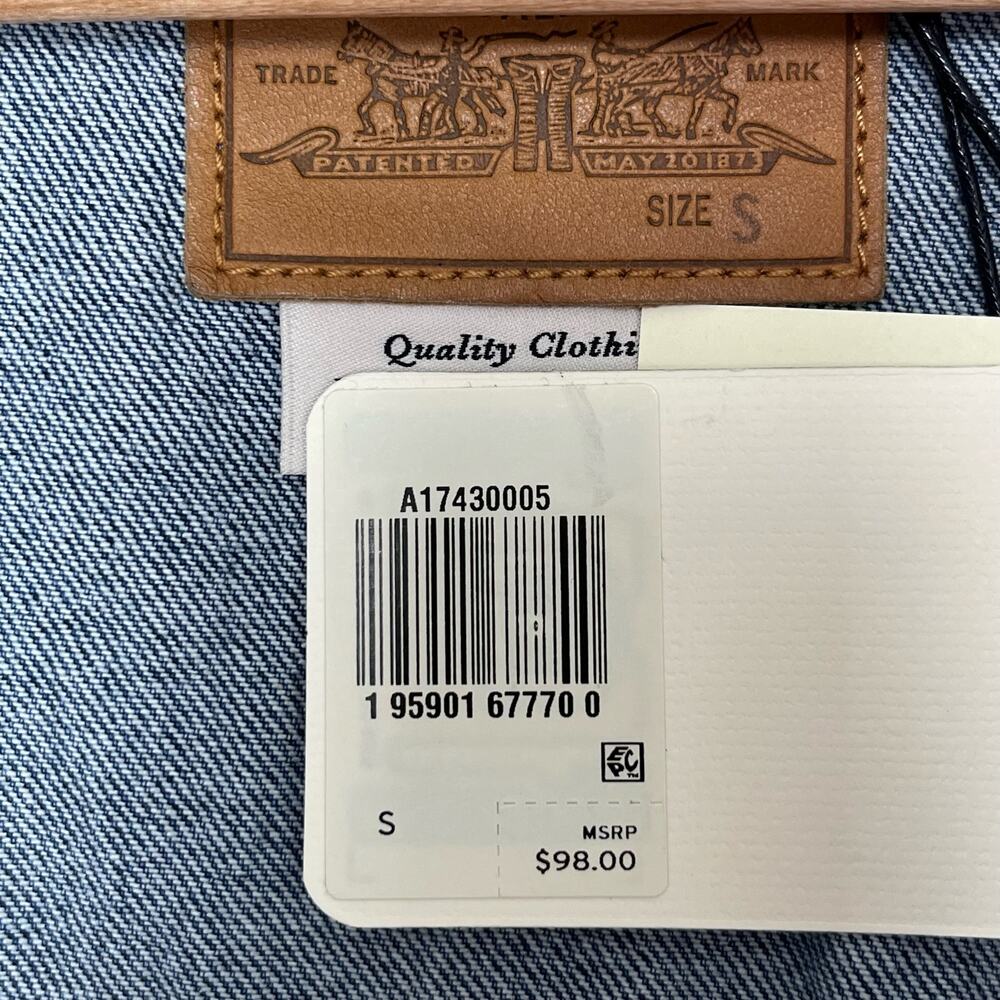 Levis 90s Trucker Jacket Sz S Relaxed Fit Medium Wash Collared Distressed Denim - Picture 8 of 11